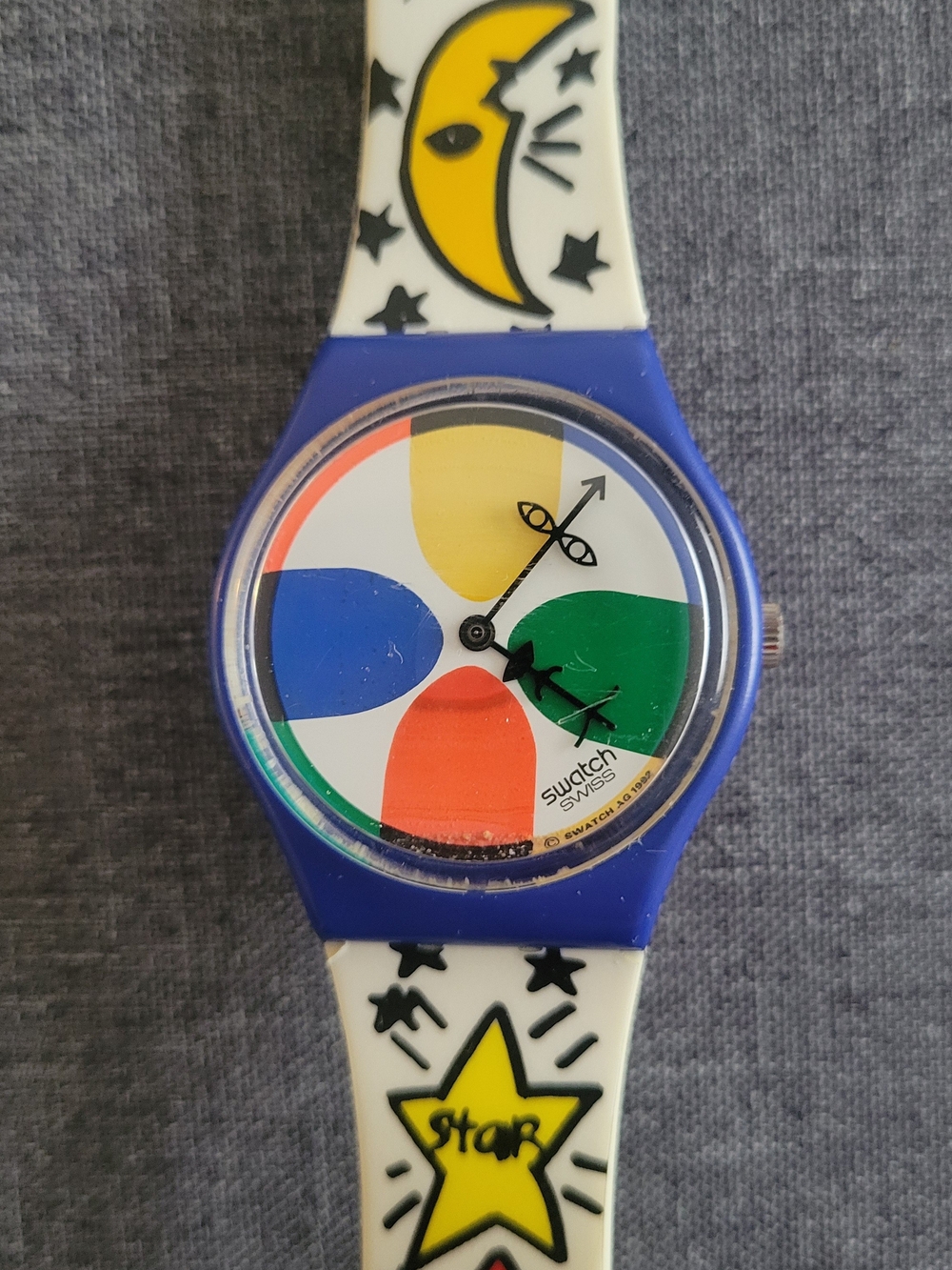 Swatch Blue and Cream Colorful Watch